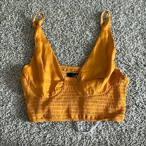 Yellow Smocked Crop Top
